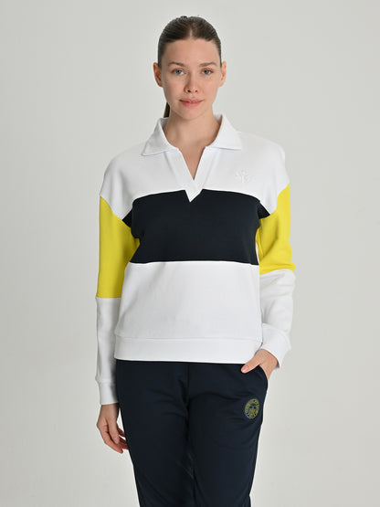 Fenerbahçe Tribün Üç Renkli Kadın Polo Sweatshirt