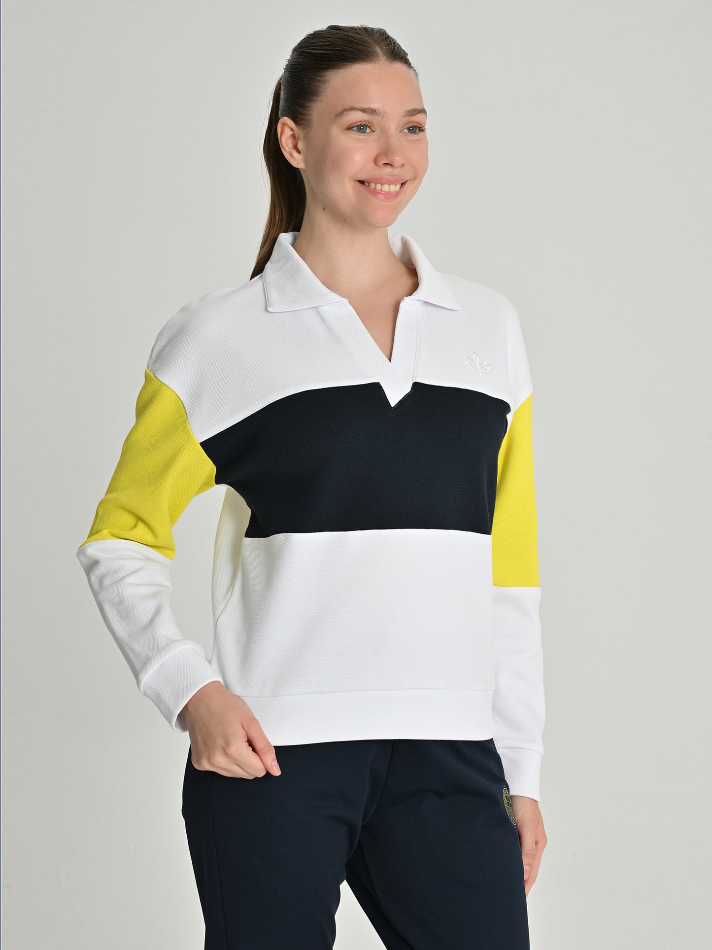 Fenerbahçe Tribün Üç Renkli Kadın Polo Sweatshirt