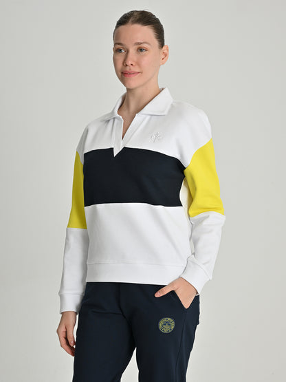 Fenerbahçe Tribün Üç Renkli Kadın Polo Sweatshirt