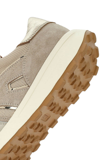 Kadın Bej Bağcıklı Kalın Tabanlı Deri Sneaker
