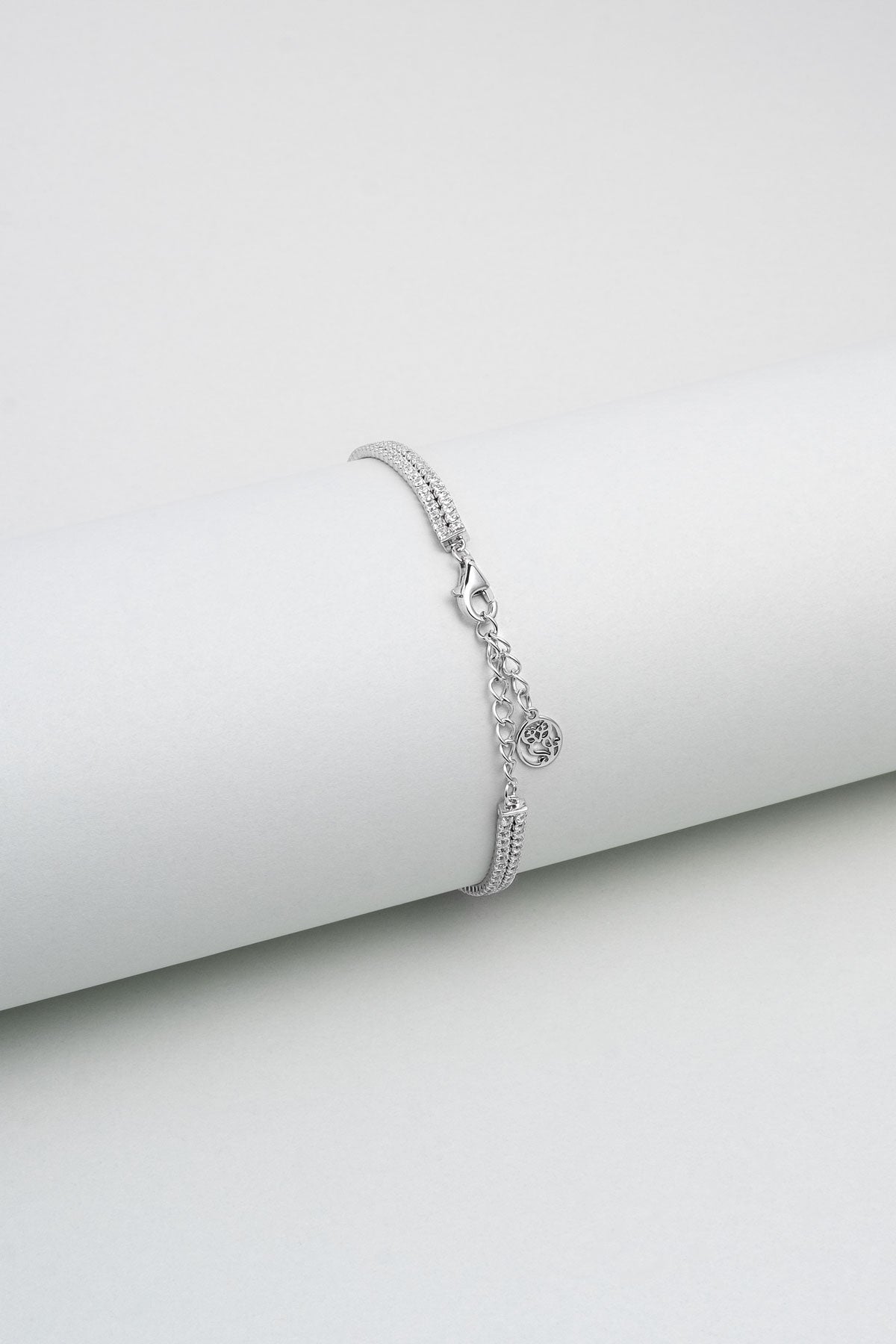 Avangard 18 Ayar Beyaz Altın Kaplama 19 Cm Gümüş Su Yolu Bileklik 5205440199