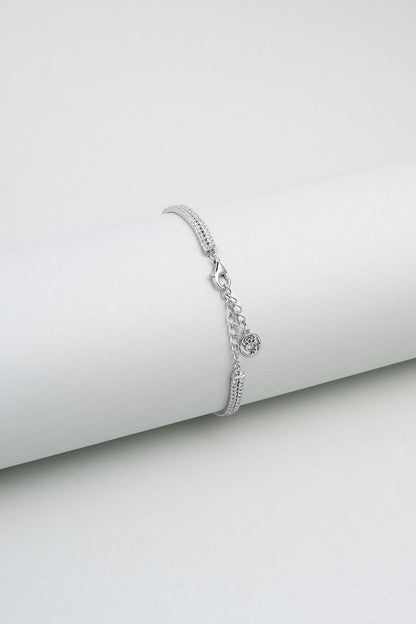 Avangard 18 Ayar Beyaz Altın Kaplama 19 Cm Gümüş Su Yolu Bileklik 5205440199