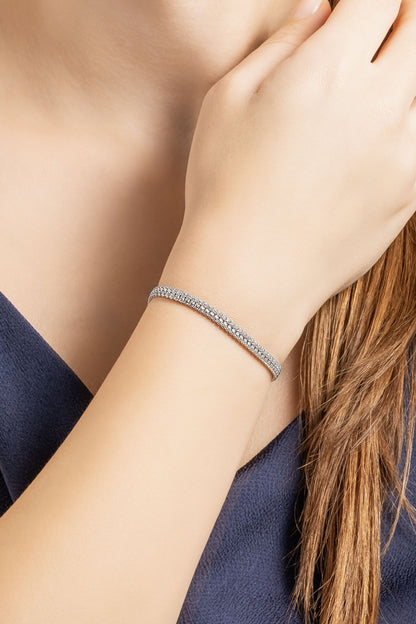 Avangard 18 Ayar Beyaz Altın Kaplama 19 Cm Gümüş Su Yolu Bileklik 5205440199