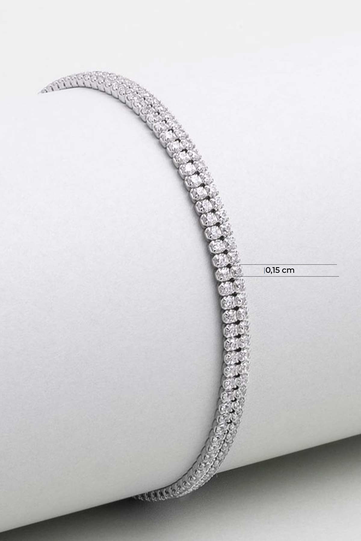 Avangard 18 Ayar Beyaz Altın Kaplama 19 Cm Gümüş Su Yolu Bileklik 5205440199