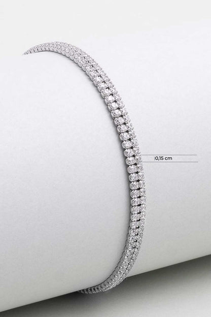 Avangard 18 Ayar Beyaz Altın Kaplama 19 Cm Gümüş Su Yolu Bileklik 5205440199