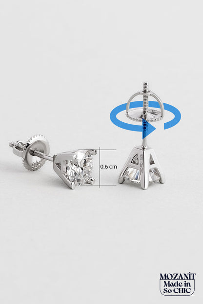 Mozanit Işığı 18 Ayar Beyaz Altın Kaplama Gümüş Tektaş Küpe 5205550199