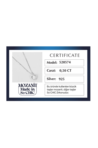 Mozanit Aşkı 18 Ayar Beyaz Altın Kaplama 45 Cm Gümüş Kolye 5205740199