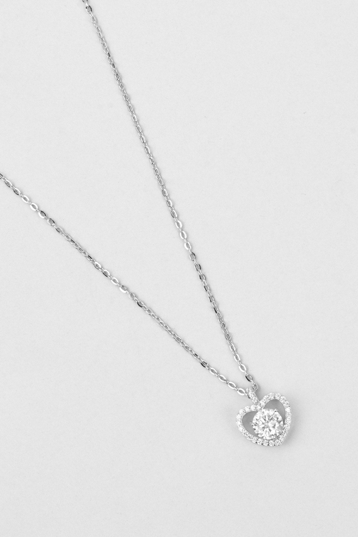 Mozanit Aşkı 18 Ayar Beyaz Altın Kaplama 45 Cm Gümüş Kolye 5205740199