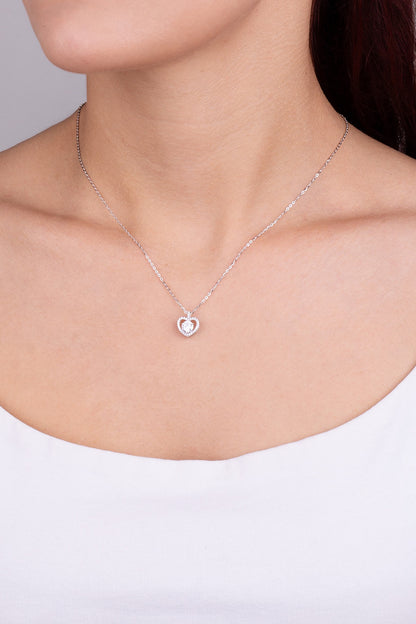 Mozanit Aşkı 18 Ayar Beyaz Altın Kaplama 45 Cm Gümüş Kolye 5205740199