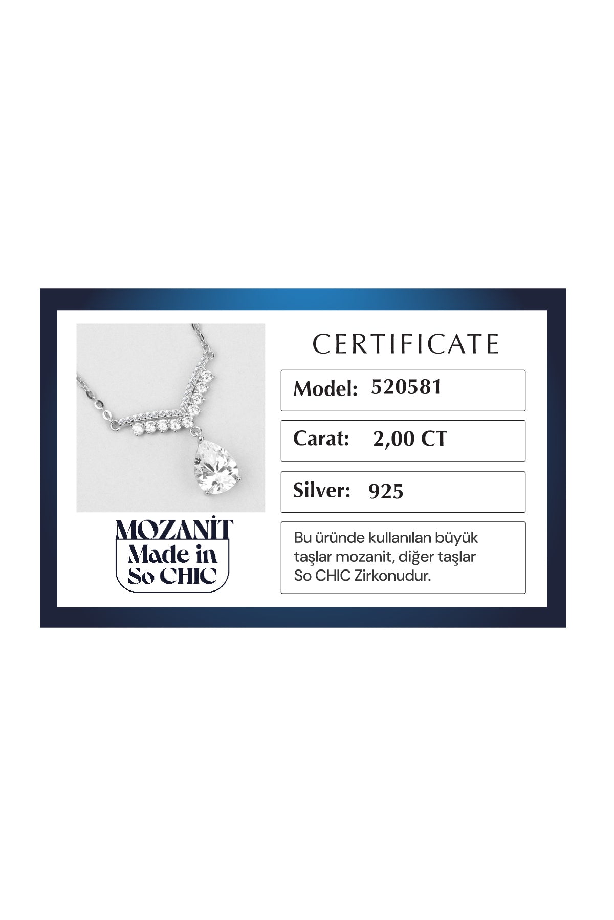 Mozanit Charlotte 18 Ayar Beyaz Altın Kaplama 46 Cm Gümüş Kolye 5205810199