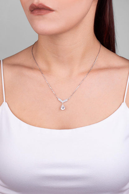 Mozanit Charlotte 18 Ayar Beyaz Altın Kaplama 46 Cm Gümüş Kolye 5205810199