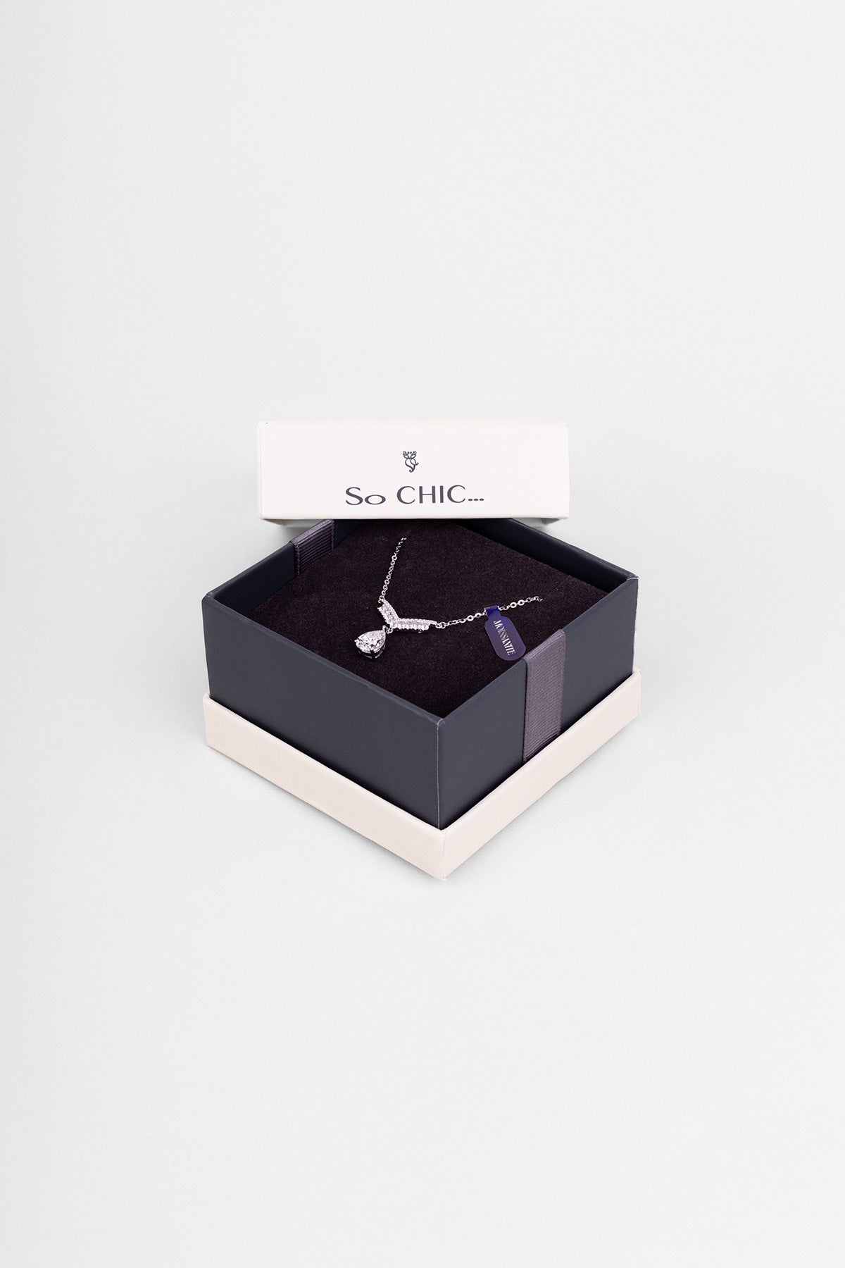 Mozanit Charlotte 18 Ayar Beyaz Altın Kaplama 46 Cm Gümüş Kolye 5205810199