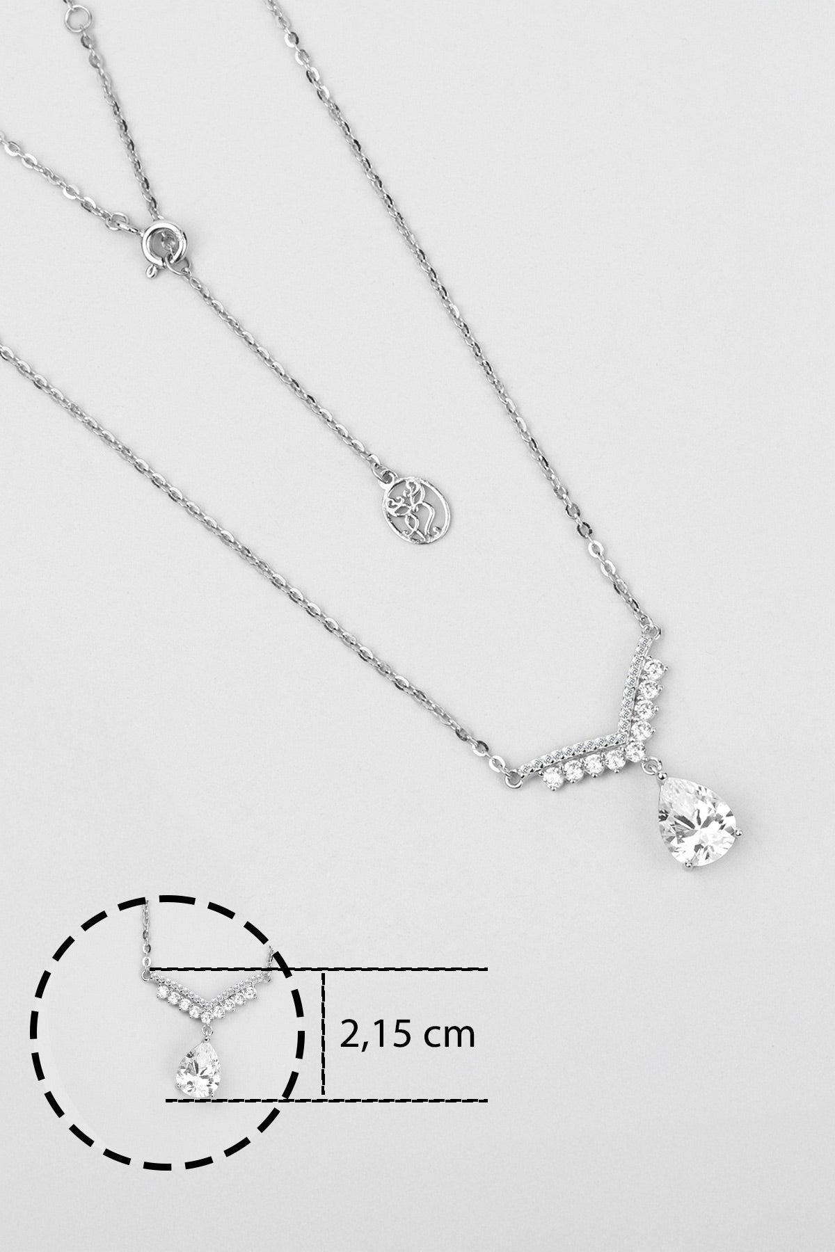 Mozanit Charlotte 18 Ayar Beyaz Altın Kaplama 46 Cm Gümüş Kolye 5205810199