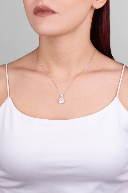 Damla Mozanit 18 Ayar Beyaz Altın Kaplama 46 Cm Gümüş Kolye 5205820199