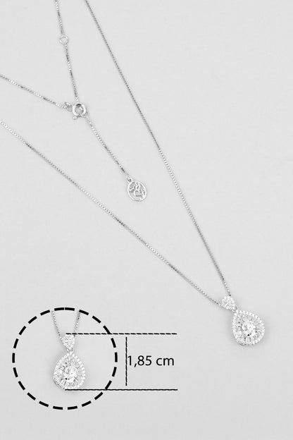 Damla Mozanit 18 Ayar Beyaz Altın Kaplama 46 Cm Gümüş Kolye 5205820199