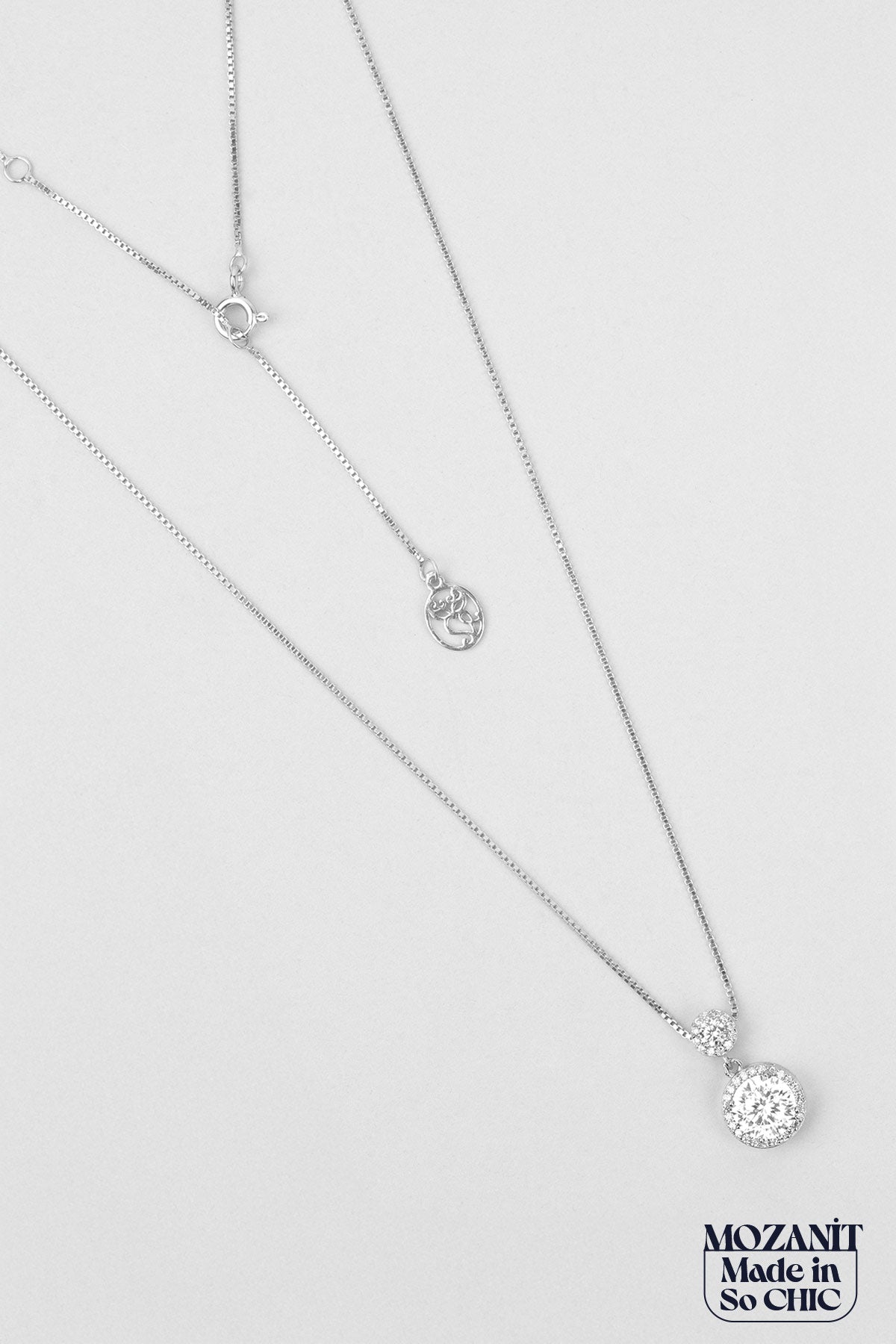 Mozanit Yolu 18 Ayar Beyaz Altın Kaplama 46 Cm Gümüş Kolye 5205840199