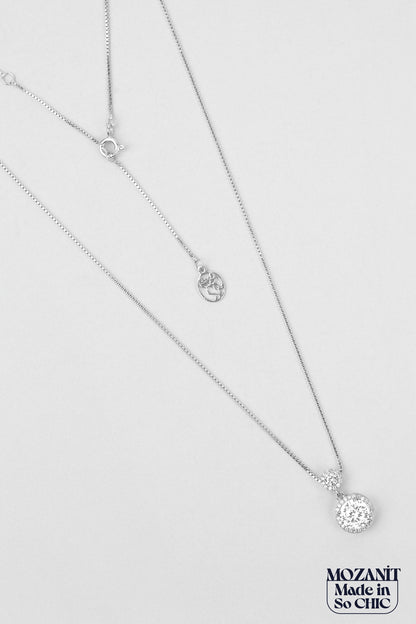 Mozanit Yolu 18 Ayar Beyaz Altın Kaplama 46 Cm Gümüş Kolye 5205840199