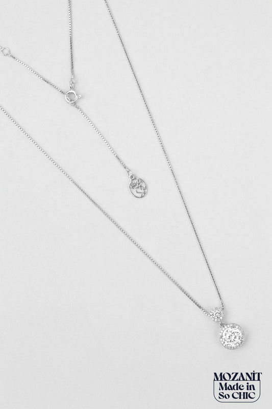 Mozanit Yolu 18 Ayar Beyaz Altın Kaplama 46 Cm Gümüş Kolye 5205840199