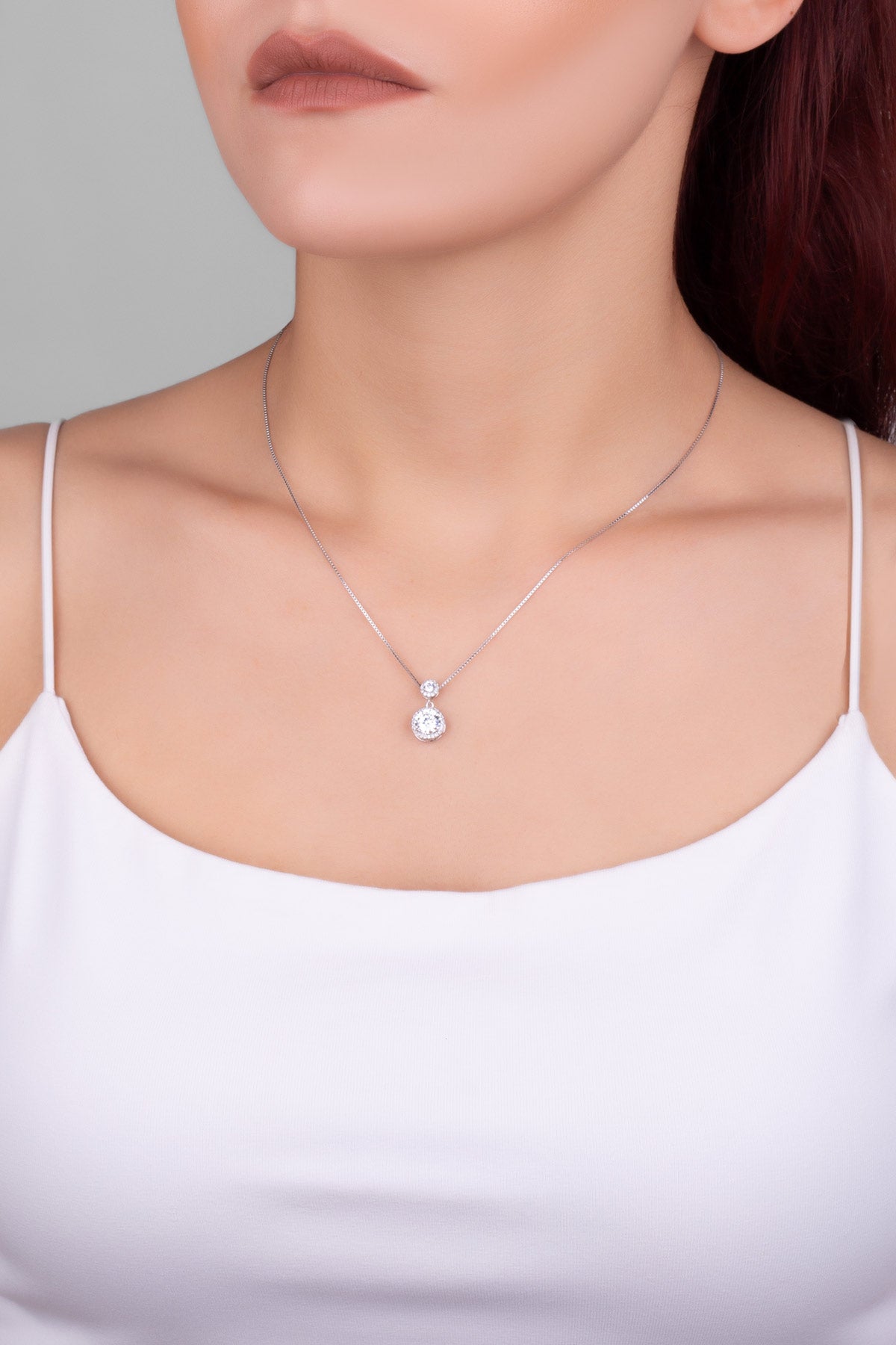 Mozanit Yolu 18 Ayar Beyaz Altın Kaplama 46 Cm Gümüş Kolye 5205840199