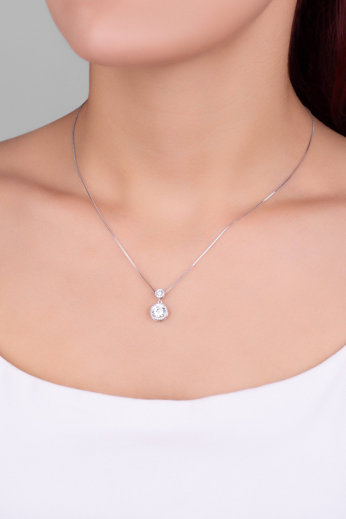 Mozanit Yolu 18 Ayar Beyaz Altın Kaplama 46 Cm Gümüş Kolye 5205840199