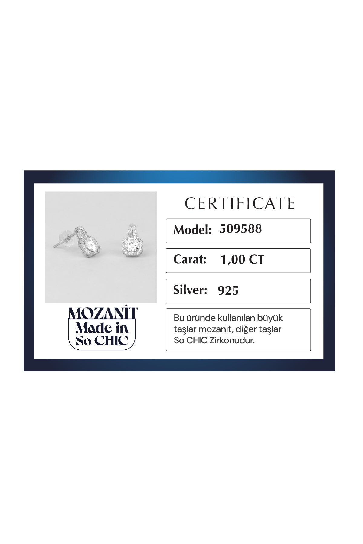 Mozanit Işığı 18 Ayar Beyaz Altın Kaplama Gümüş Küpe 5205880199