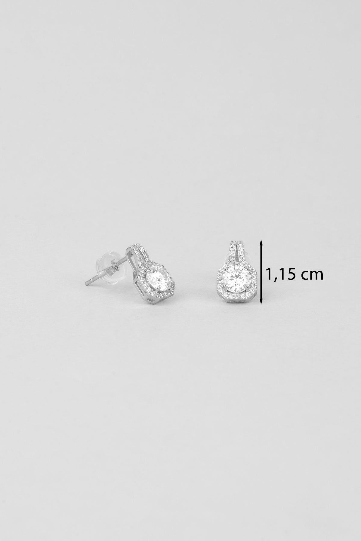 Mozanit Işığı 18 Ayar Beyaz Altın Kaplama Gümüş Küpe 5205880199