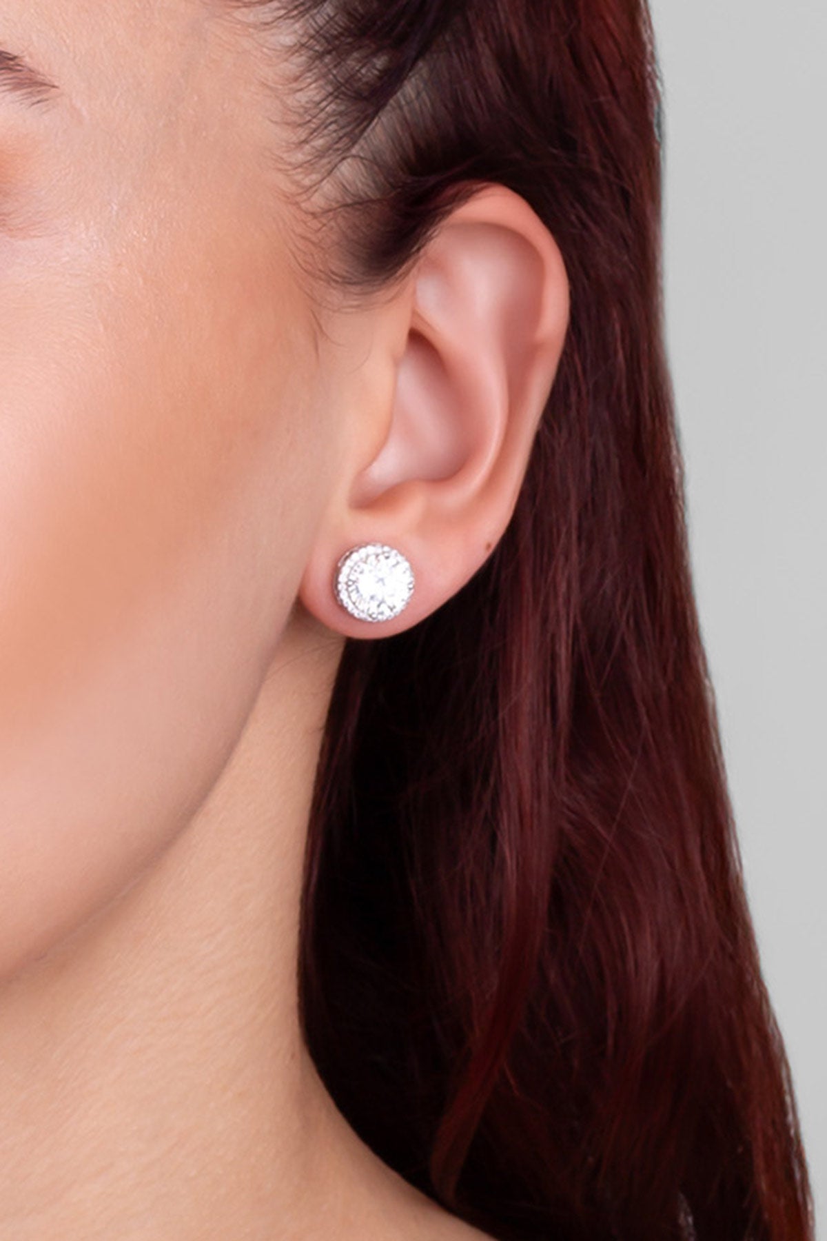 Mozanit Tasarımı 18 Ayar Beyaz Altın Kaplama Gümüş Küpe 5205890199