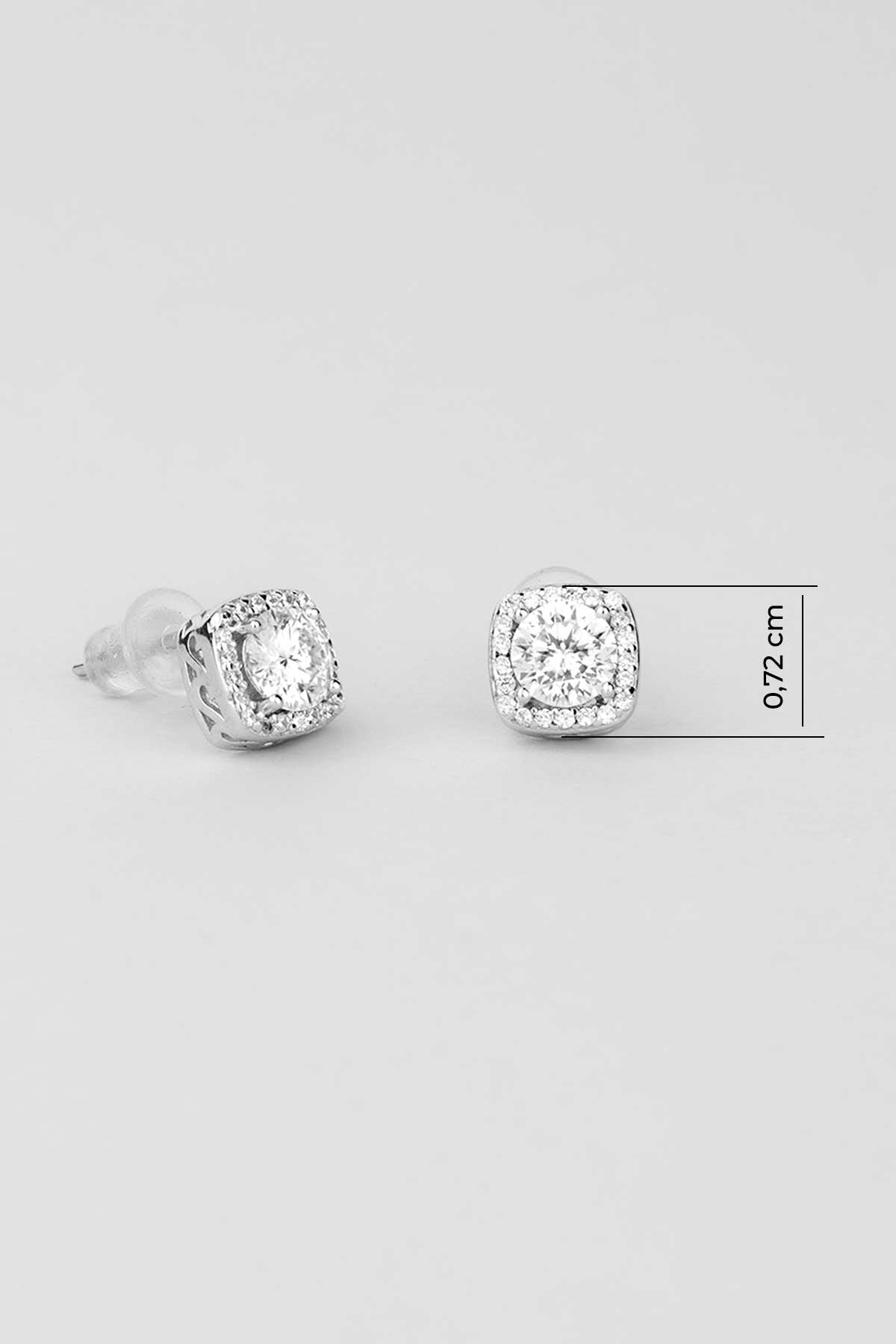 Mozanit Evreni 18 Ayar Beyaz Altın Kaplama Gümüş Küpe 5205930199