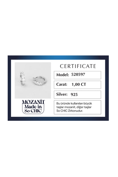 Aura Mozanit 18 Ayar Beyaz Altın Kaplama Gümüş Halka Küpe 5205970199