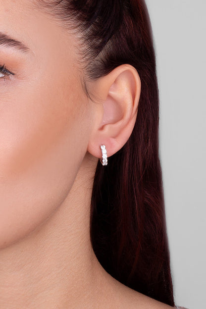 Aura Mozanit 18 Ayar Beyaz Altın Kaplama Gümüş Halka Küpe 5205970199