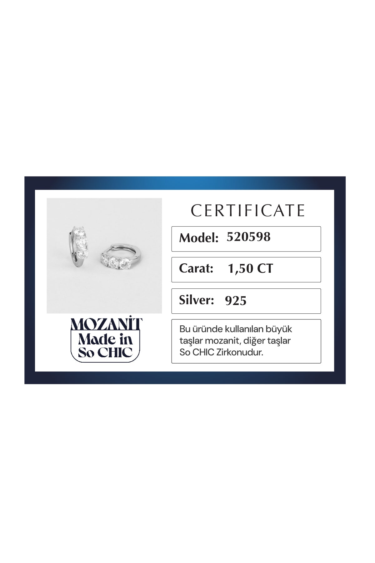 Mozanit Dokunuşu 18 Ayar Beyaz Altın Kaplama Gümüş Halka Küpe 5205980199