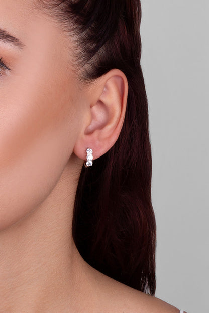 Mozanit Dokunuşu 18 Ayar Beyaz Altın Kaplama Gümüş Halka Küpe 5205980199