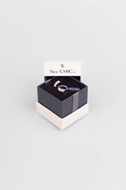 Mozanit Dokunuşu 18 Ayar Beyaz Altın Kaplama Gümüş Halka Küpe 5205980199