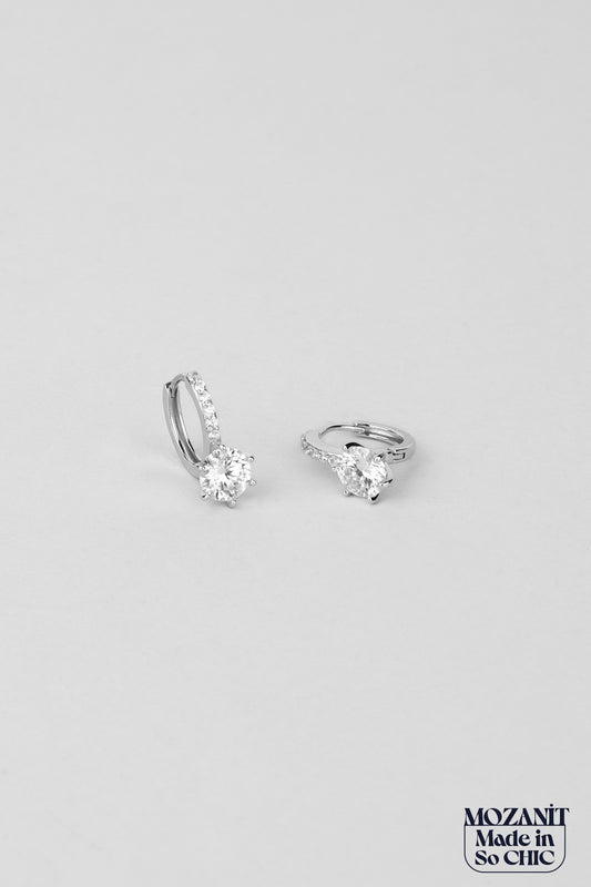 Mozanit Aurası 18 Ayar Beyaz Altın Kaplama Gümüş Küpe 5206000199