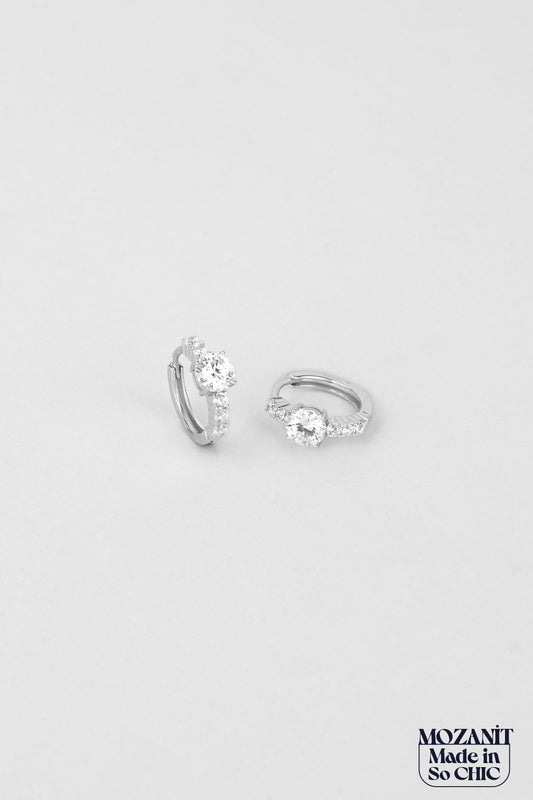 Mozanit Şöleni 18 Ayar Beyaz Altın Kaplama Gümüş Küpe 5206010199