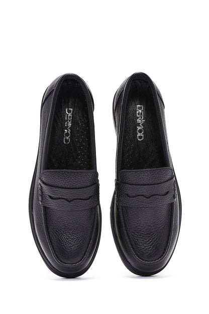 Kadın Siyah Deri Comfort Loafer