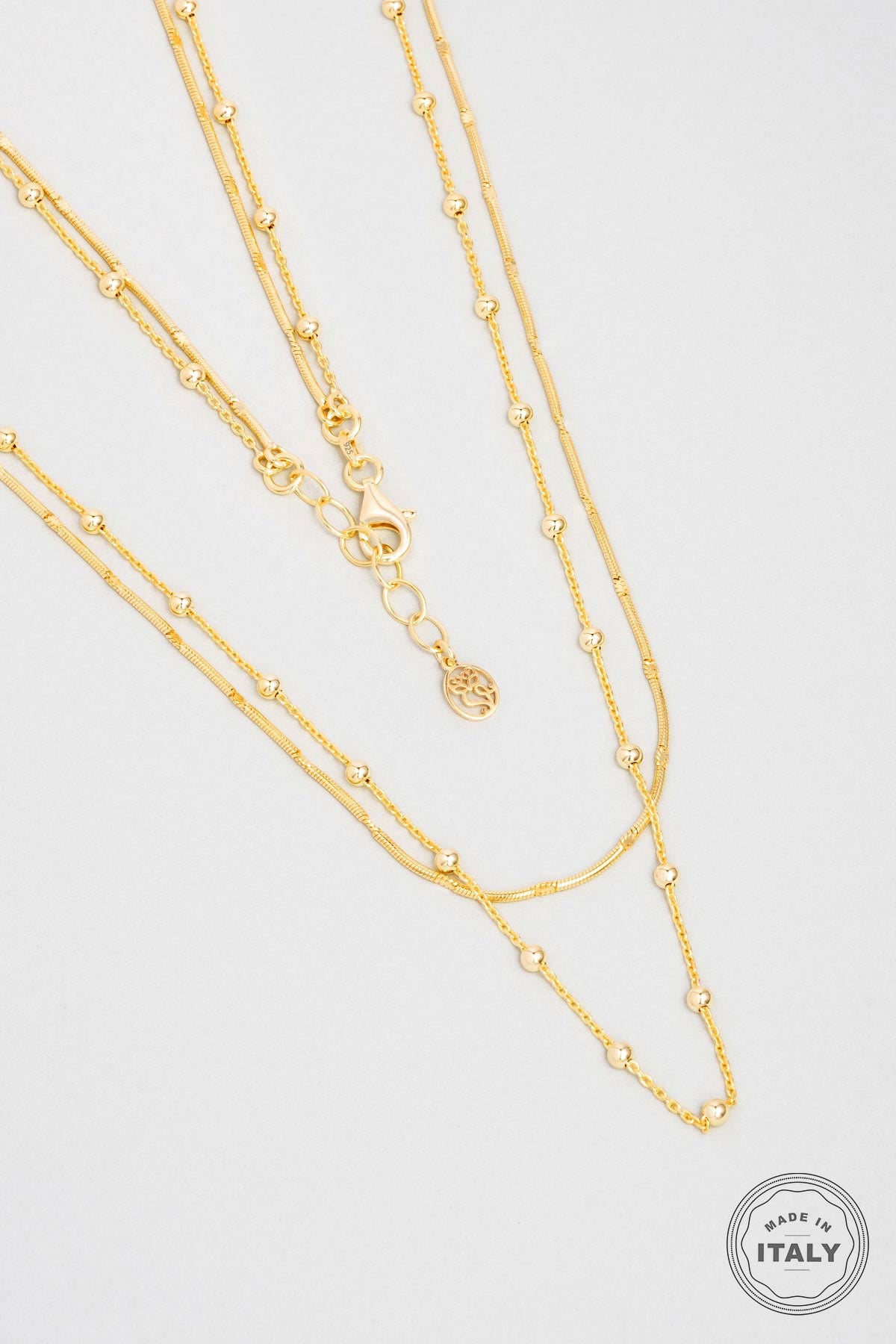 Modern Italyan 18 Ayar Sarı Altın Kaplama 47 Cm Gümüş Ikili Kolye 5207464499