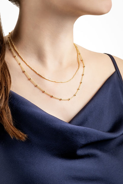 Modern Italyan 18 Ayar Sarı Altın Kaplama 47 Cm Gümüş Ikili Kolye 5207464499