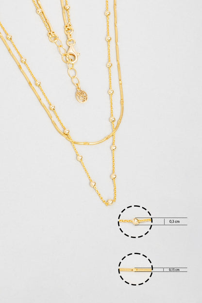 Modern Italyan 18 Ayar Sarı Altın Kaplama 47 Cm Gümüş Ikili Kolye 5207464499