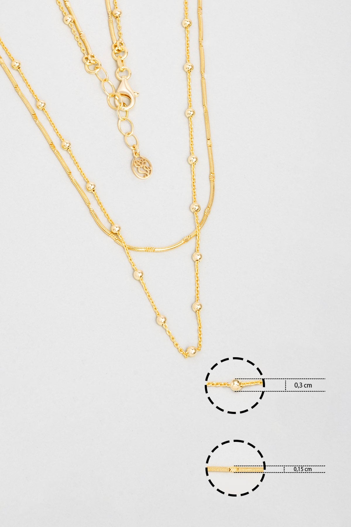 Modern Italyan 18 Ayar Sarı Altın Kaplama 47 Cm Gümüş Ikili Kolye 5207464499