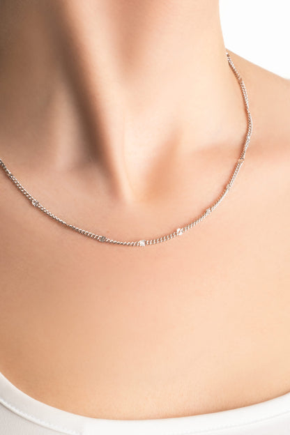 Modern Italyan 18 Ayar Beyaz Altın Kaplama 44 Cm Gümüş Zincir Kolye 5207509999