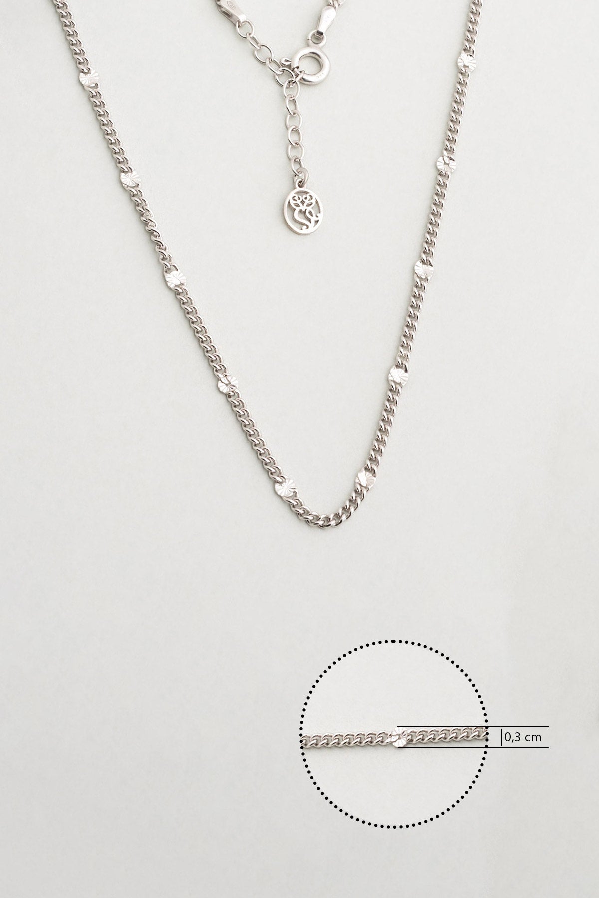 Modern Italyan 18 Ayar Beyaz Altın Kaplama 44 Cm Gümüş Zincir Kolye 5207509999