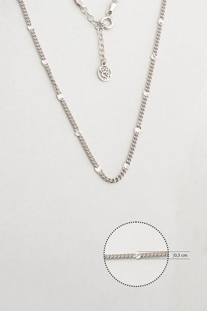 Modern Italyan 18 Ayar Beyaz Altın Kaplama 44 Cm Gümüş Zincir Kolye 5207509999