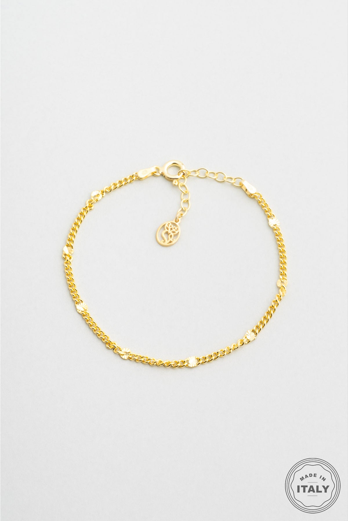 Italyan Tasarım 18 Ayar Sarı Altın Kaplama 19 Cm Gümüş Bileklik 5207514499