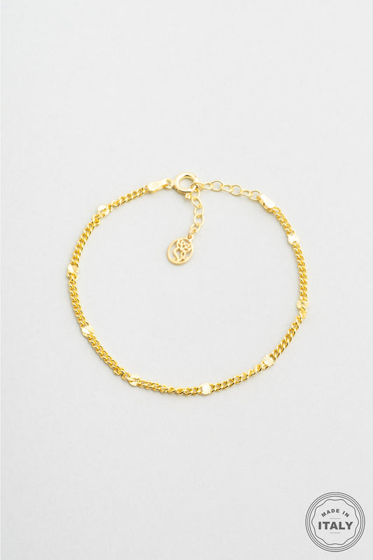 Italyan Tasarım 18 Ayar Sarı Altın Kaplama 19 Cm Gümüş Bileklik 5207514499