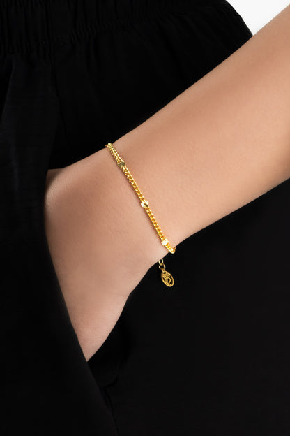 Italyan Tasarım 18 Ayar Sarı Altın Kaplama 19 Cm Gümüş Bileklik 5207514499