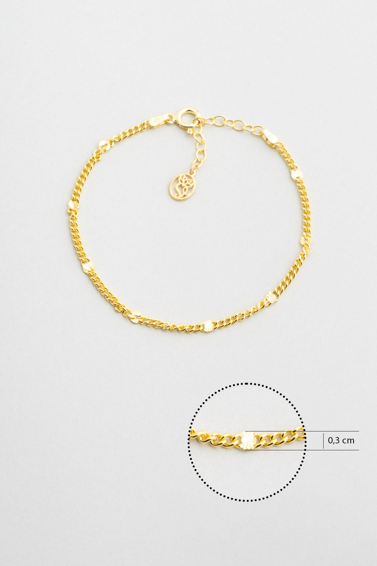 Italyan Tasarım 18 Ayar Sarı Altın Kaplama 19 Cm Gümüş Bileklik 5207514499