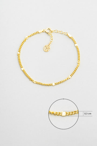 Italyan Tasarım 18 Ayar Sarı Altın Kaplama 19 Cm Gümüş Bileklik 5207514499