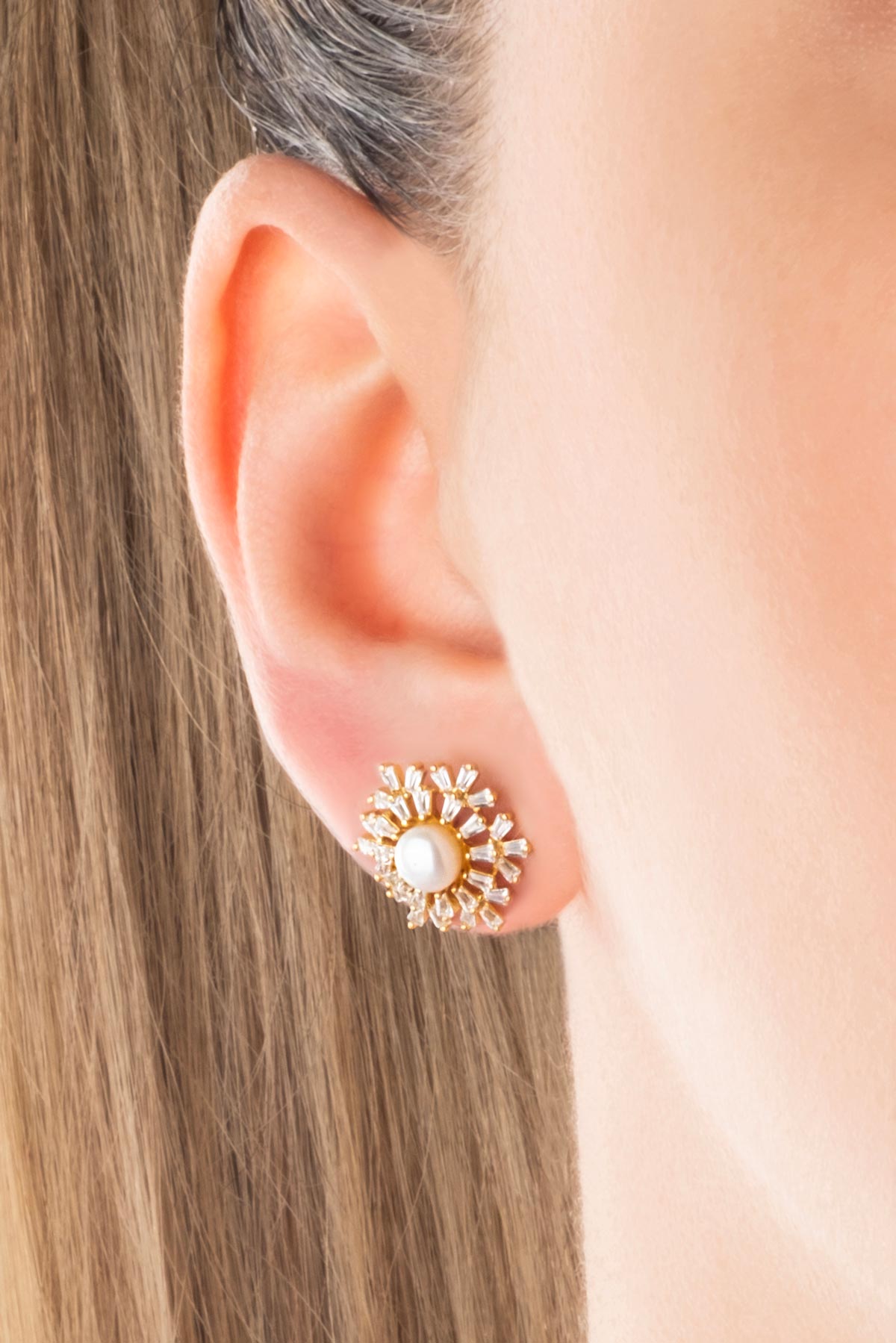 Inci Güneşi 18 Ayar Sarı Altın Kaplama Gümüş Küpe 5207696244