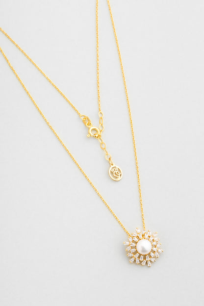 Inci Güneşi 18 Ayar Sarı Altın Kaplama 42 Cm Gümüş Kolye 5207706244